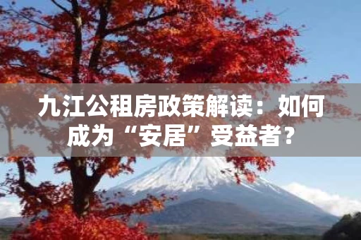 九江公租房政策解读:如何成为“安居”受益者? 九江公租房政策解读:如何成为“安居”受益者?