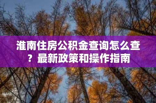 淮南住房公积金查询怎么查?最新政策和操作指南 淮南住房公积金查询怎么查?最新政策和操作指南