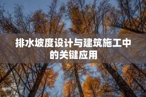 排水坡度设计与建筑施工中的关键应用 排水坡度设计与建筑施工中的关键应用