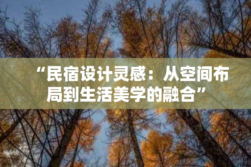 “民宿设计灵感：从空间布局到生活美学的融合”