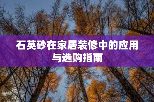 石英砂在家居装修中的应用与选购指南