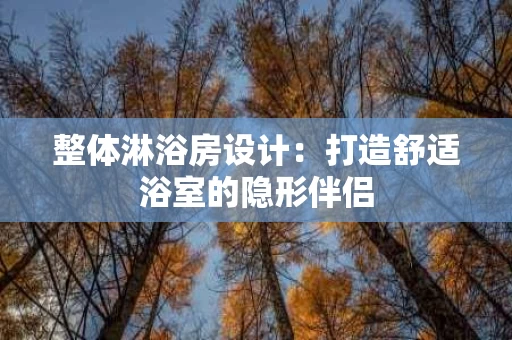 整体淋浴房设计:打造舒适浴室的隐形伴侣 整体淋浴房设计:打造舒适浴室的隐形伴侣