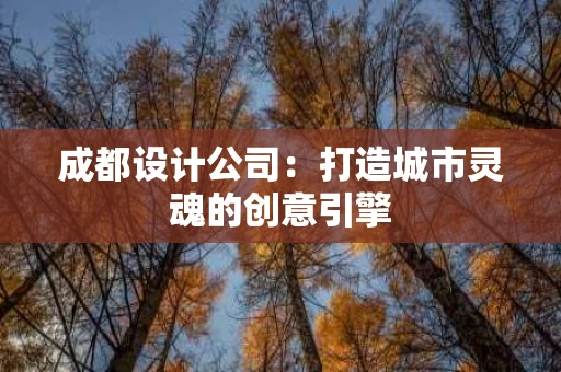 成都设计公司:打造城市灵魂的创意引擎 成都设计公司:打造城市灵魂的创意引擎