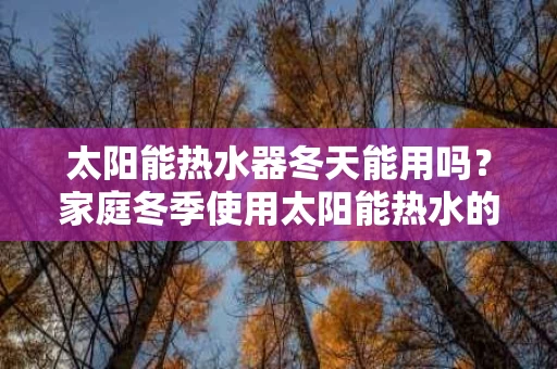 太阳能热水器冬天能用吗?家庭冬季使用太阳能热水的实用指南 太阳能热水器冬天能用吗?家庭冬季使用太阳能热水的实用指南