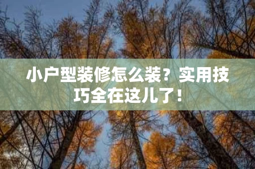 小户型装修怎么装？实用技巧全在这儿了！