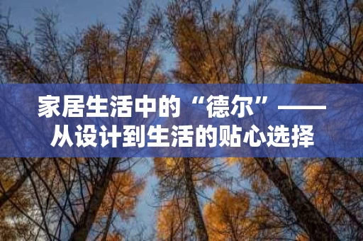 家居生活中的“德尔”——从设计到生活的贴心选择 家居生活中的“德尔”——从设计到生活的贴心选择