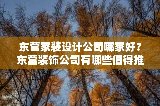 东营家装设计公司哪家好？东营装饰公司有哪些值得推荐？