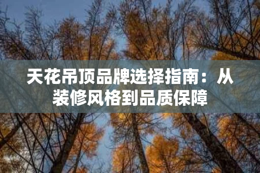 天花吊顶品牌选择指南：从装修风格到品质保障