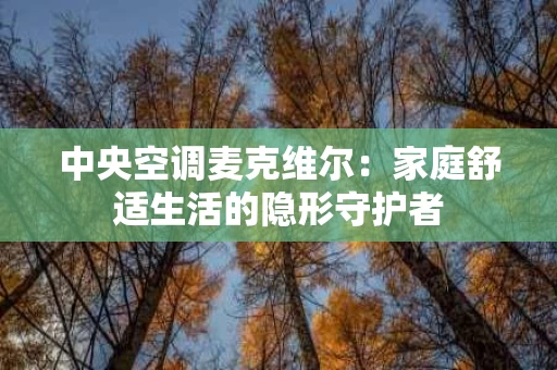 中央空调麦克维尔：家庭舒适生活的隐形守护者