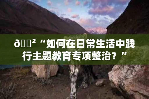 🐲“如何在日常生活中践行主题教育专项整治?” 🐲“如何在日常生活中践行主题教育专项整治?”